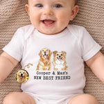 Custom Photo Baby Onesie -  Personalized Baby Shower, Gender Reveal Gifts For New Moms, New Dads, New Parents, Dog Cat Lovers - Newest Member Of The Pack