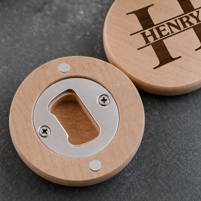 Custom Wooden Magnet Bottle Opener - Personalized Birthday Gifts For Dad, Brother, Grandpa, Husband - Best Man
