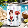 Custom Leather Can Cooler - Personalized Summer Vacation And Travel Gifts For Women, Besties, Sisters, BFF - Chilled Sips, Sunny Spring Lips