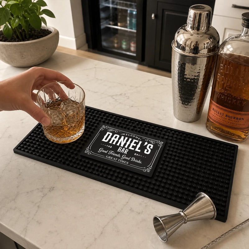 Custom Bar Mat - Personalized Birthday Gifts For Wine, Bourbon, Whiskey Lovers - Whiskey And Good Times