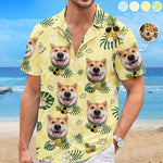 Custom Photo Unisex Tropical Hawaiian Aloha Shirt - Personalized Summer Vacation And Travel Gifts For Dog Cat Lovers, Dog Dad And Mom, Cat Owners - Beach Bum With Paws