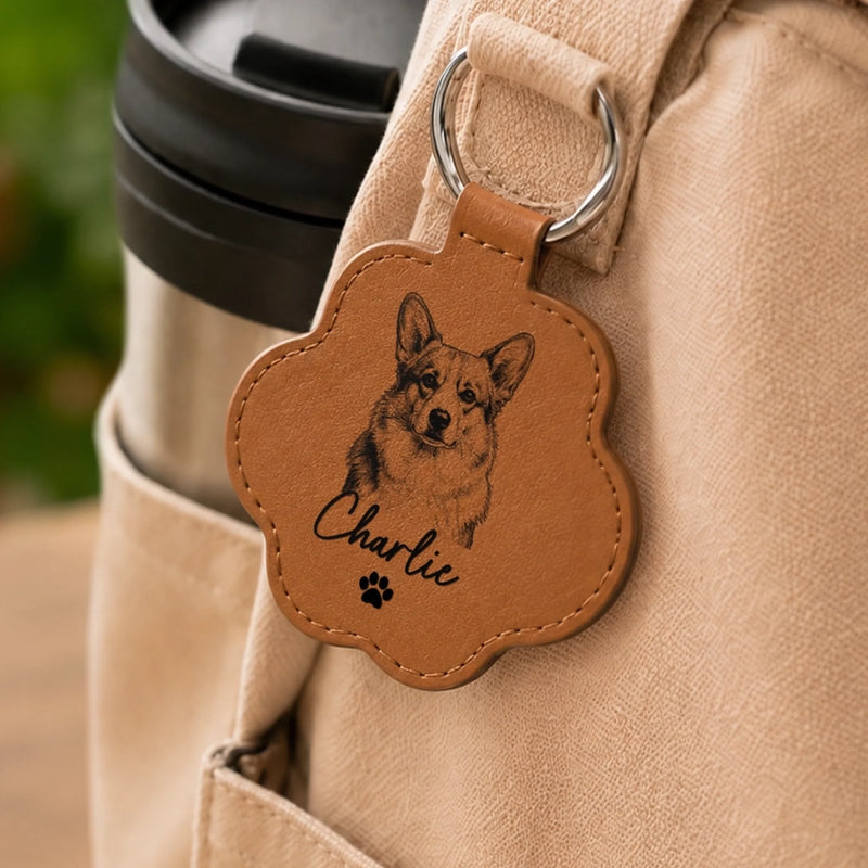 Custom Photo Leather Pet Hair Keychain - Personalized Pet Memorial Sympathy Gifts For Dog Lovers, Cat Lovers - Always In My Heart