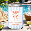 Custom Leather Can Cooler - Personalized Summer Vacation And Travel Gifts For Women, Besties, Sisters, BFF - Seas The Bach Day