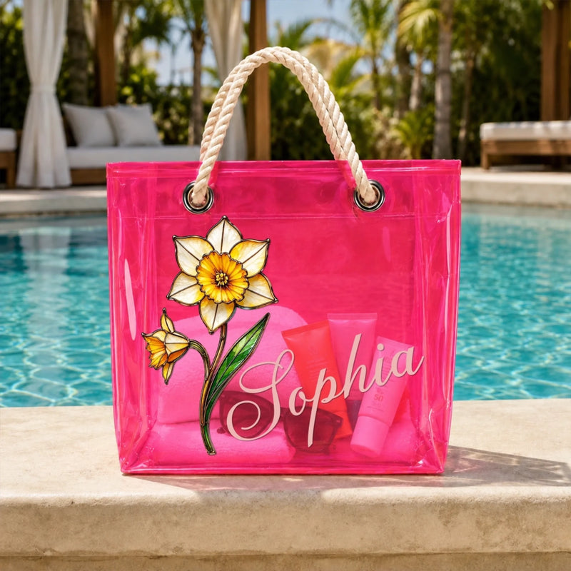 Custom Clear Tote Bag - Personalized Summer Vacation And Travel Gifts For Women, Besties, Sisters, BFF - Sun Sand Serenity