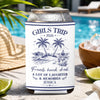 Custom Leather Can Cooler - Personalized Summer Vacation And Travel Gifts For Best Friends, Family - Making Memories Under The Palm Trees