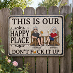 Custom Home Decor Metal Sign - Personalized Summer Vacation And Travel Gifts For Husband And Wife, Him And Her - This Is Our Happy Place