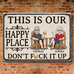 Custom Home Decor Metal Sign - Personalized Summer Vacation And Travel Gifts For Husband And Wife, Him And Her - This Is Our Happy Place