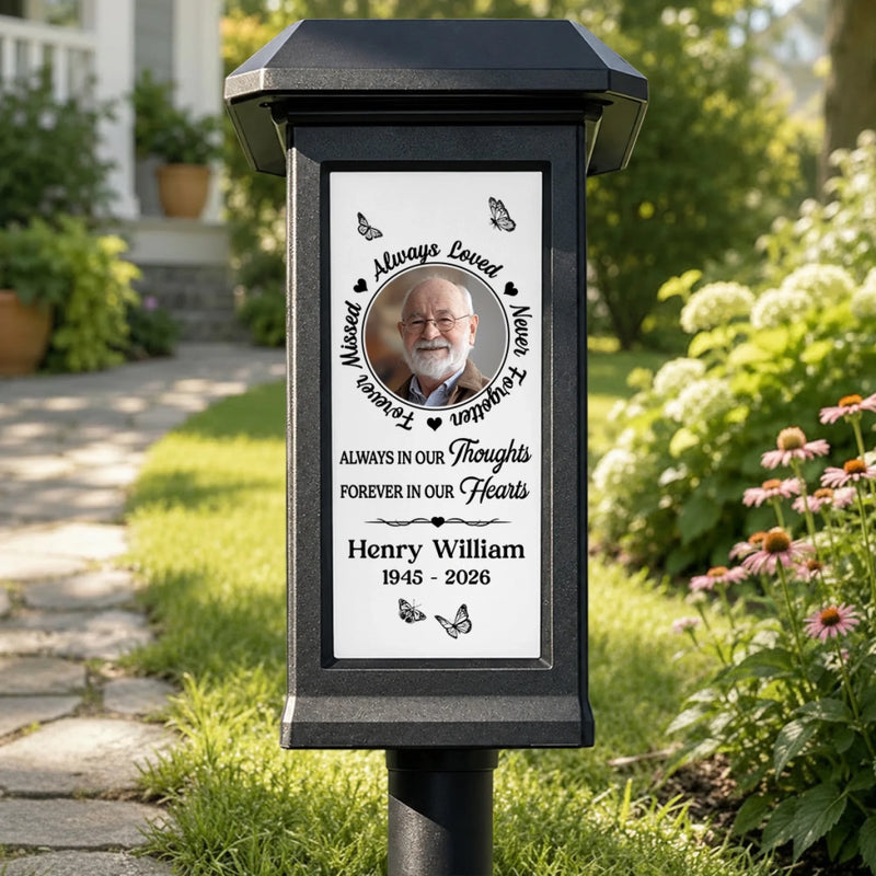 Custom Photo Solar Garden Light - Personalized Memorial Sympathy Gifts For Loss Of Mom, Dad - Forever In Our Hearts