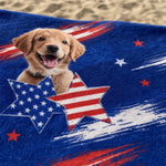 Custom Photo Beach Towel - Personalized 4th Of July, Summer Vacation And Travel Gifts For Dog Lovers, Dog Dad, Dog Mom - Pawtriotic Summer Vibes