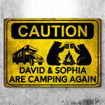 Custom Home Decor Metal Sign - Personalized Birthday Camping Gifts For Campers - Caution Happy Camper Ahead