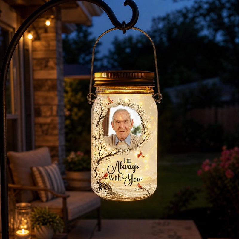 Custom Photo Solar Jar Lantern - Personalized Memorial Sympathy Gifts For Loss of Mom, Dad - Your Memory Is My Treasure