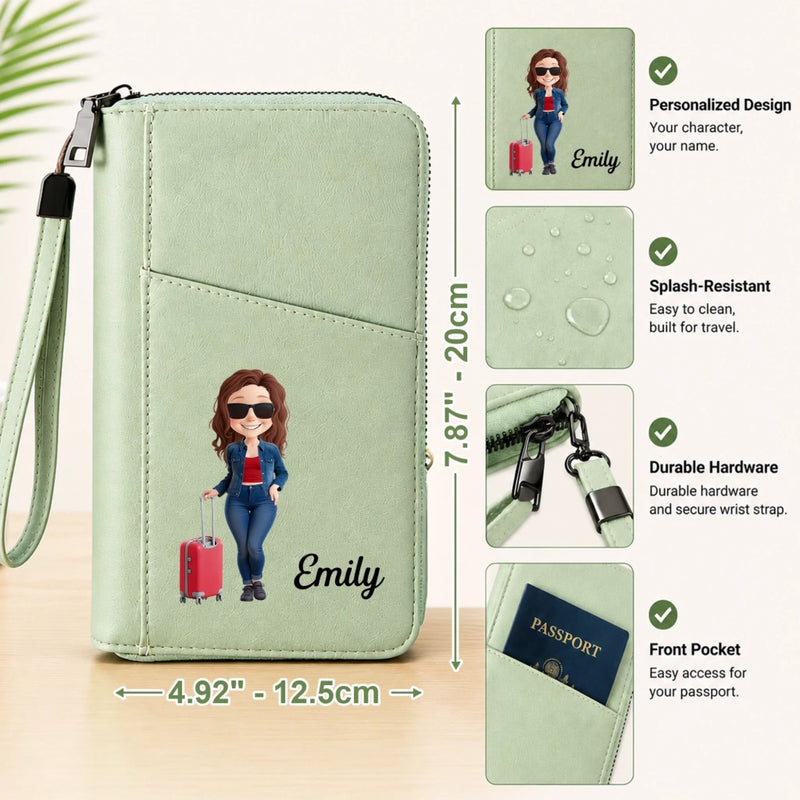 Custom Passport Holder Wallet - Personalized Summer Vacation And Travel Gifts For Women, Men - Adventure Starts Now
