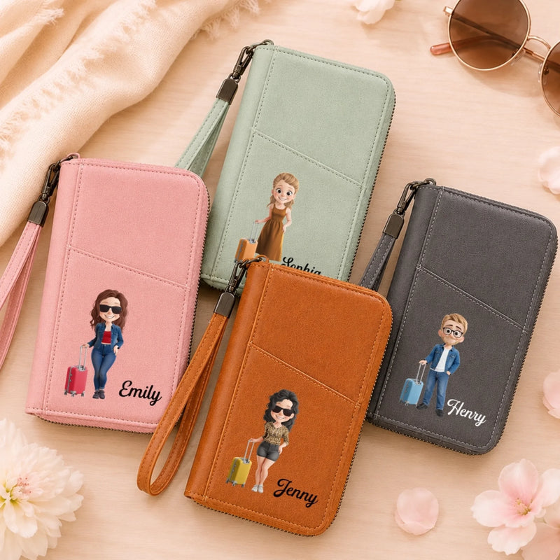 Custom Passport Holder Wallet - Personalized Summer Vacation And Travel Gifts For Women, Men - Adventure Starts Now
