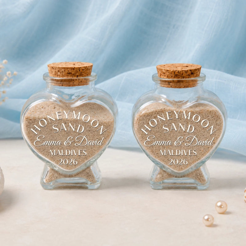 Custom Glass Keepsake Bottle - Personalized Anniversary Wedding Gifts For Husband And Wife, Him And Her - Love You To The Beach And Back