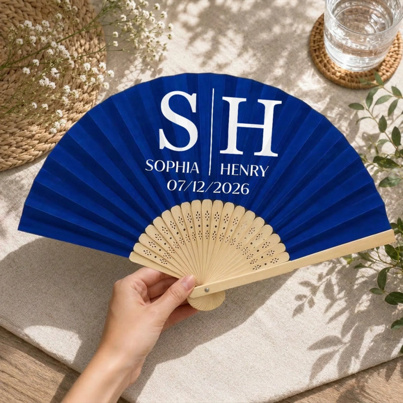 Custom Bamboo Hand Fan - Personalized Anniversary Wedding Gifts For Husband And Wife, Him And Her - Cherishing Every Single Moment Together