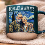 Custom Photo Printed Pottery Mug - Personalized Anniversary Wedding Gifts For Husband And Wife, Him And Her - Together Under Starry Skies