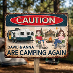 Custom Home Decor Metal Sign - Personalized  Birthday Camping Gifts For Campers, Husband And Wife, Him And Her - Living Our Best Retro Summer Life