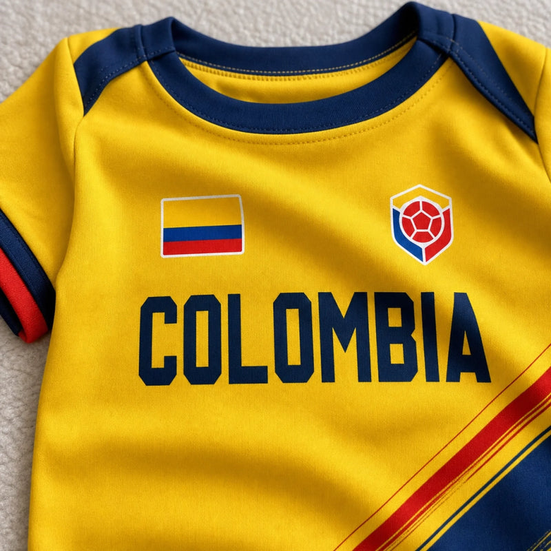 Custom Colombia World Football Baby Jersey Bodysuit - Personalized Baby Shower, Gender Reveal Gifts For New Moms, New Dads, Football Lovers - Born To Cheer For Team Colombia
