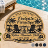 Custom Poolside Shaped Doormat - Personalized Summer Vacation And Travel Gifts For Mom, Dad, Brother, Sister, Kids - Welcome To Our Oasis