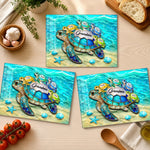 Custom Tempered Glass Cutting Board - Personalized Birthday Gifts For Mom, Grandma - Turtle Love