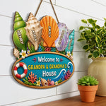 Custom Poolside Wood Sign - Personalized Summer Vacation And Travel Gifts For Grandma, Grandpa - Making Waves Together