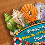 Custom Poolside Wood Sign - Personalized Summer Vacation And Travel Gifts For Grandma, Grandpa - Making Waves Together