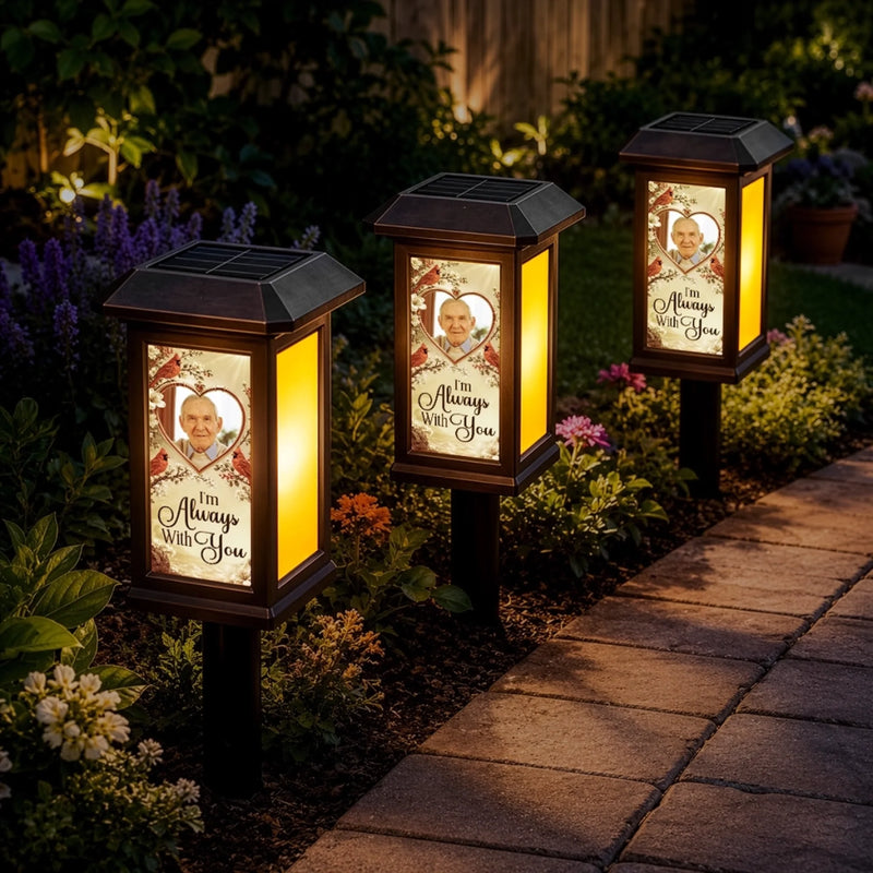Custom Photo Solar Garden Light - Personalized Memorial Sympathy Gifts For Loss Of Mom, Dad - Always With You
