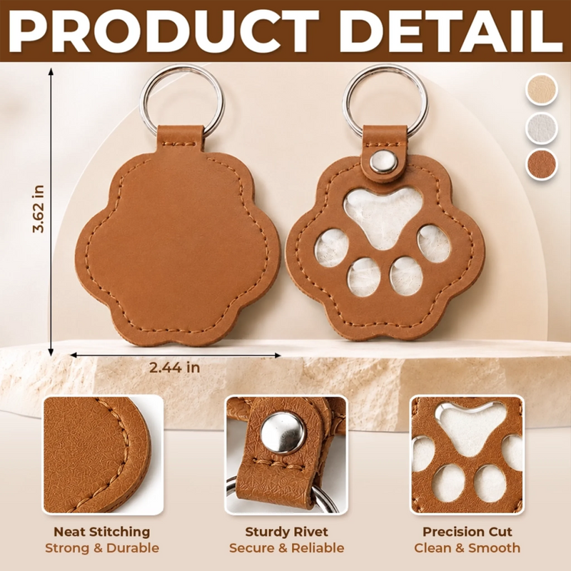Custom Photo Leather Pet Hair Keychain - Personalized Pet Memorial Sympathy Gifts For Dog Lovers, Cat Lovers - Love Never Leaves
