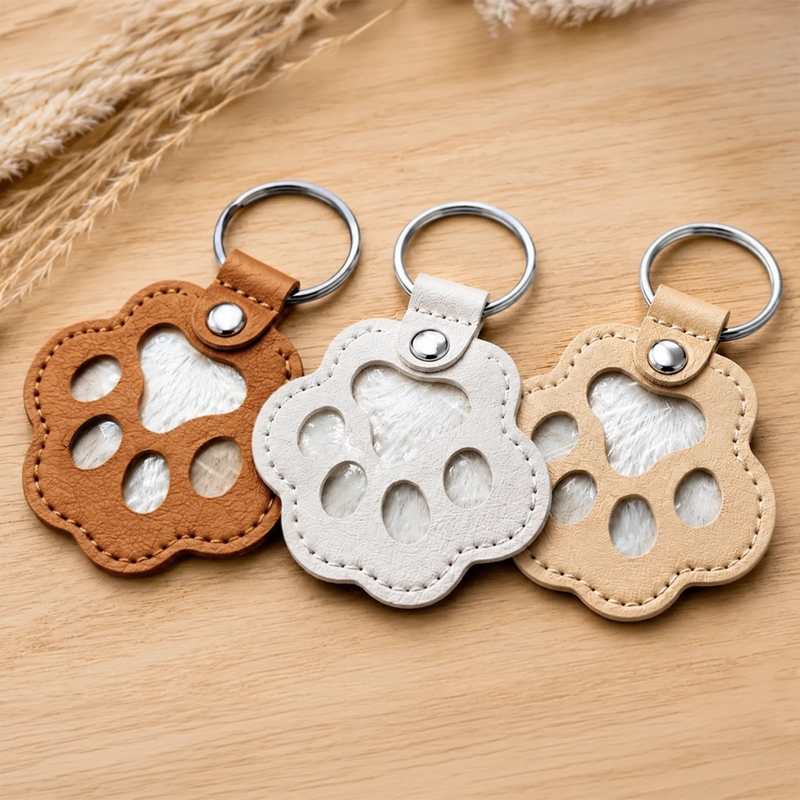 Custom Photo Leather Pet Hair Keychain - Personalized Pet Memorial Sympathy Gifts For Dog Lovers, Cat Lovers - Love Never Leaves