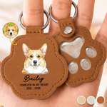 Custom Photo Leather Pet Hair Keychain - Personalized Pet Memorial Sympathy Gifts For Dog Lovers, Cat Lovers - Love Never Leaves