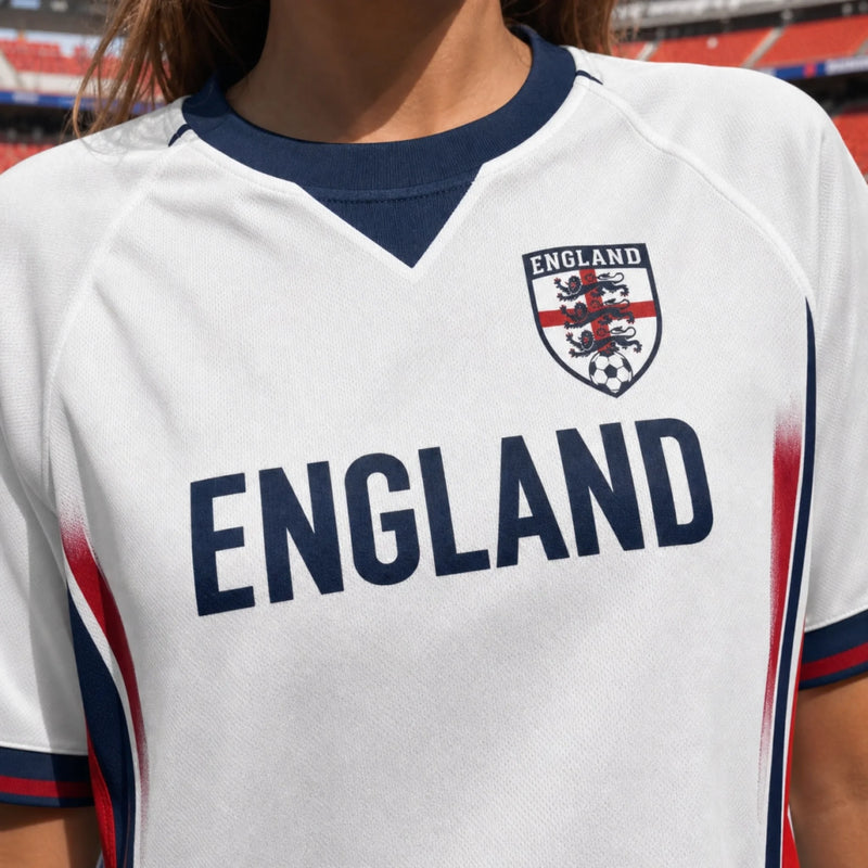 Custom Women's England World Football Jersey Crop Tee - Personalized Birthday Gifts For Football Lovers, Sports Fans, Sports Lovers - Slaying The Bleachers Tonight