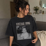 Custom Photo Washed Cotton T-shirt - Personalized Birthday Gifts For Men, Women - Main Character Since Day One