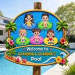 Custom Poolside Wood Sign - Personalized Summer Vacation And Travel Gifts For Grandma, Grandpa - Splash Laugh Repeat