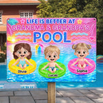 Custom Poolside Home Decor Metal Sign - Personalized Summer Vacation And Travel, Poolside Gifts For Grandma, Grandpa - Pool Days Rule