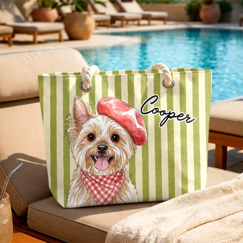 Custom Summer Beach Bag - Personalized Birthday Gifts For Dog Cat Lovers, Dog Dad And Mom, Cat Owners - Sunny Paws Happy Days