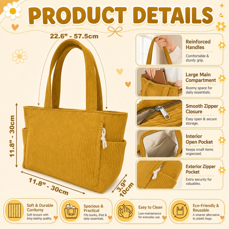 Custom Corduroy Tote Bag - Personalized Summer Vacation And Travel Gifts For Women, Besties, Sisters, BFF, Family, Yourself - Summer Looks Good On Me