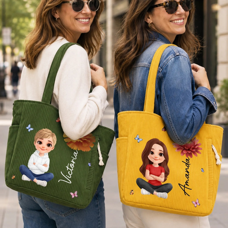 Custom Corduroy Tote Bag - Personalized Summer Vacation And Travel Gifts For Women, Besties, Sisters, BFF, Family, Yourself - Living My Best Summer