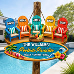 Custom Poolside Wood Sign - Personalized Summer Vacation And Travel Gifts For Mom, Dad, Brother, Sister, Kids - Our Happy Place