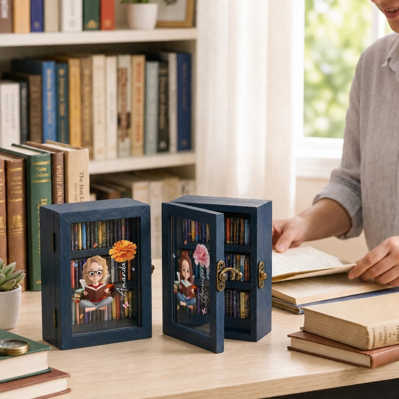 Custom Anxiety Mini Bookshelf Ornament - Personalized Bookish Gifts For Book Lovers, Bookworms, Readers - Books Before Bed