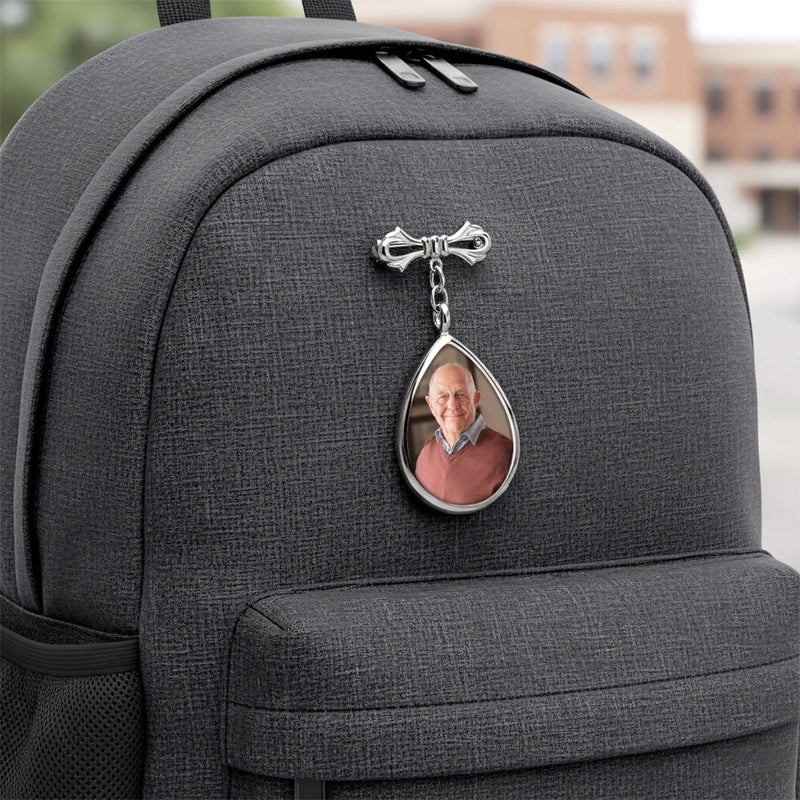 Custom Photo Teardrop Pin - Personalized Memorial Sympathy Gifts For Brides - Carried In My Heart Always