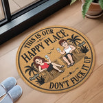 Custom Shaped Doormat - Personalized Summer Vacation And Travel Gifts For Husband And Wife, Him And Her - Guarding Our Paradise Together