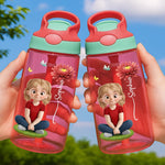 Custom 16oz Plastic Kids Water Bottle - Personalized Back To School Gifts For Kids - Kids Blossom With Every Drink