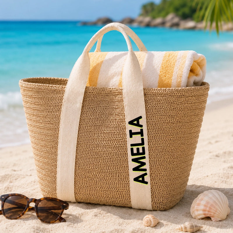 Custom Straw Bag - Personalized Summer Vacation And Travel Gifts For Women, Besties, Sisters, BFF - Hello Summer Vibes