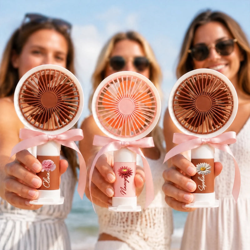 Custom Handheld Fan - Personalized Wedding Party Favor Gifts For Guests, Adults - Bridal Party Main Cooling Crew
