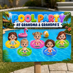 Custom Poolside Home Decor Metal Sign - Personalized Summer Vacation And Travel, Poolside Gifts For Grandma, Grandpa - Sunshine And Sweet Memories