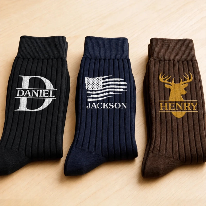 Custom Embroidered Socks - Personalized Groomsmen Proposal Wedding Gifts For Him, Son, Groomsmen - Suit Up Boys