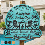 Custom Poolside Wood Sign - Personalized Summer Vacation And Travel Gifts For Mom, Dad, Brother, Sister, Kids - Making Splash Memories