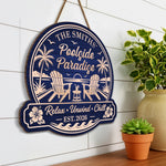 Custom Poolside Wood Sign - Personalized Summer Vacation And Travel Gifts For Mom, Dad, Brother, Sister, Kids - Making Splash Memories
