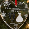 Custom Heart Glass Ornament - Personalized Anniversary Christmas Wedding Gifts For Husband And Wife, Him And Her - Our First Christmas As Husband And Wife