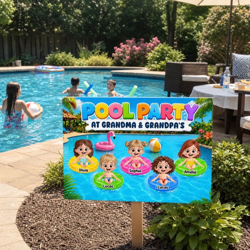 Custom Poolside Home Decor Metal Sign - Personalized Summer Vacation And Travel, Poolside Gifts For Grandma, Grandpa - Pool Days With Grandkids